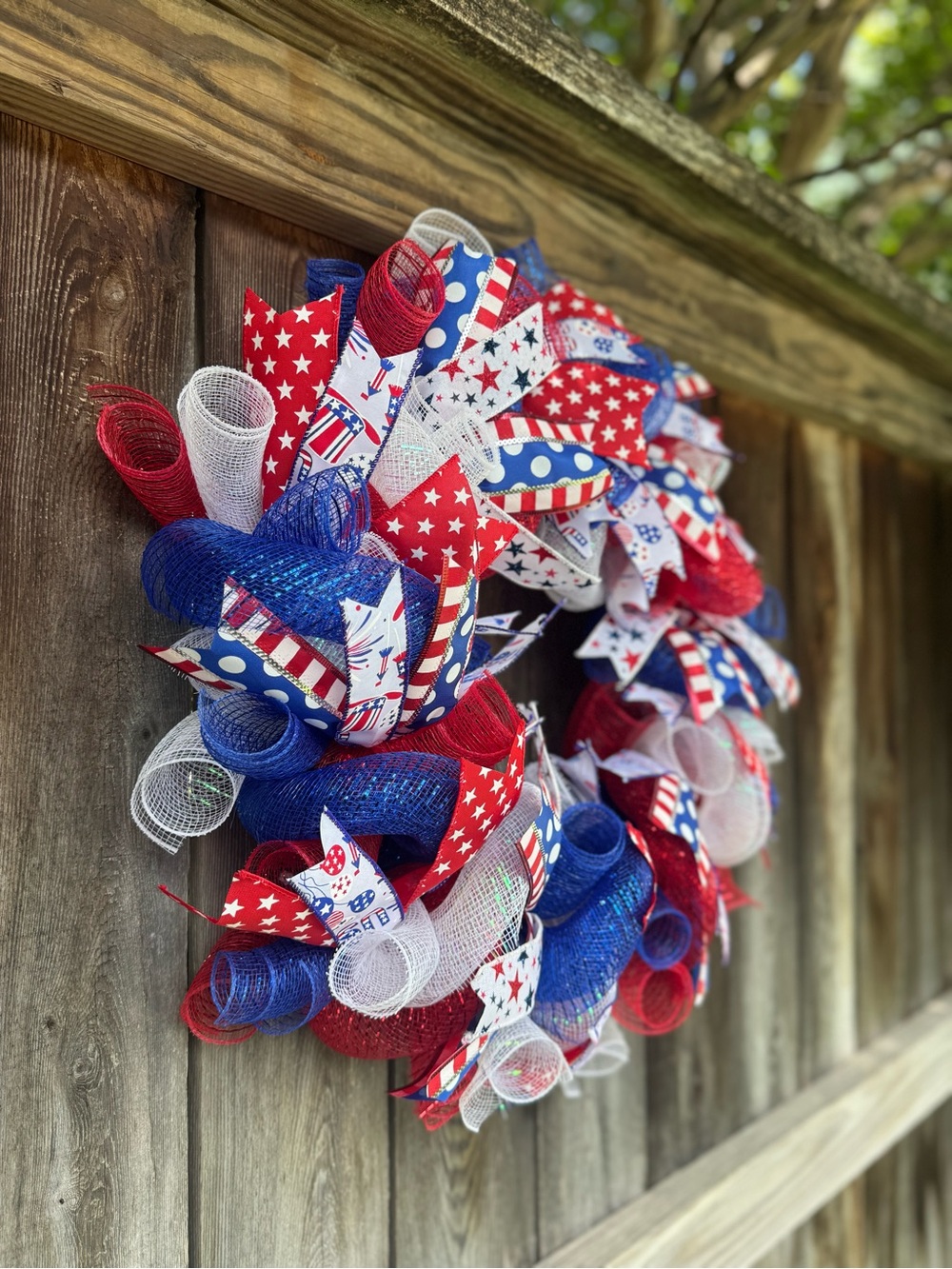 Patriotic Red, White & Blue Holiday Wreath - Home Holiday - Picture 4 of 6